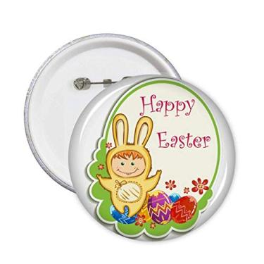 Imagem de Broche de Cultura de Ovo Amarelo Feliz Páscoa Coelhinho Amarelo Emblema Acessório Decoração 5 peças