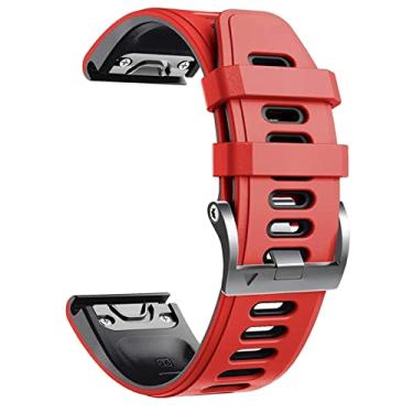 Imagem de HAZELS Pulseira de relógio inteligente Quickfit 22/26mm para Garmin Fenix 7 7X 6 6X Pro 5X 5 Plus 3HR 935 945 Pulseira de couro genuíno Pulseira de silicone Correa (Cor: Laranja de