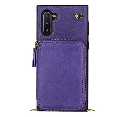 Imagem de Capa de telefone compatível com Samsung Galaxy Note 10 carteira com zíper, capa com compartimento para cartão, alça de pulso, bolsa de mão, capa de couro compatível com Samsung Galaxy Note 10 (cor