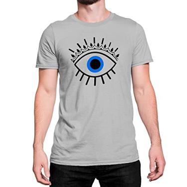 Imagem de Camiseta T-Shirt Olho Grego Estiloso Eyes Algodão Cor:Cinza;Tamanho:M