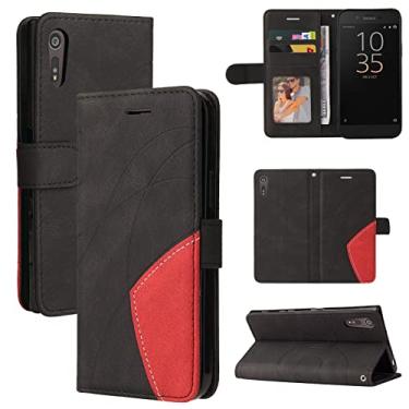 Imagem de Capa carteira para Sony Xperia XZ, compartimentos para porta-cartões, fólio de couro PU de luxo anexado à prova de choque capa de TPU com fecho magnético com suporte para Sony Xperia XZ (preto)