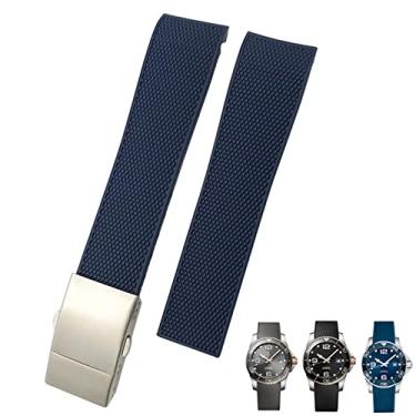 Imagem de CZKE 21mm 22mm pulseira de silicone de borracha curvada apto para longines Hydroconquest L3 MIDO relógio impermeável esportivo macio pulseiras (cor: azul 1, tamanho: 20mm)