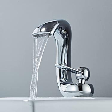 Imagem de Torneiras de lavatório cromadas de latão Torneiras de banheiro Pia de água montada no convés Misturador de torneiras para banho, cromadas