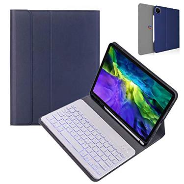 Imagem de Capa com teclado retroiluminado de 7 cores para iPad Pro 11 12,9 polegadas 2020, teclado destacável com suporte de lápis suporte para Apple Pencil Charging Slim Cover, Blue+White Keyboard, iPadPro12.9" 2020/2018