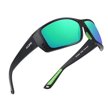 Imagem de Óculos de sol masculinos KDEAM TR90 polarizados e 100% de proteção UV esportivo feminino KD6069, Mirrored Green, normal