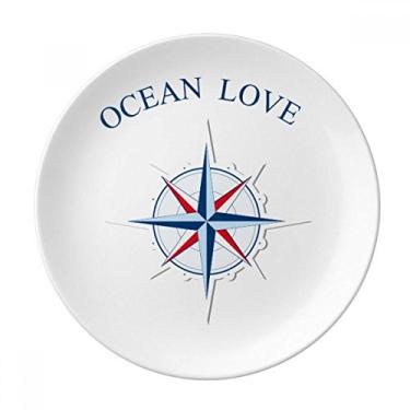 Imagem de Bússola Ocean Love Sea Sailing Placa decorativa de porcelana Salver Prato de jantar