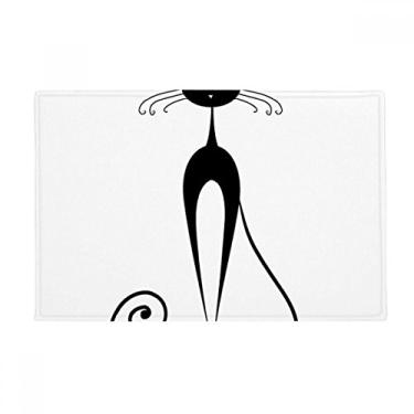 Imagem de DIYthinker Elegante tapete de porta de banheiro com desenho de animal preto para amantes de gatos