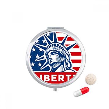 Imagem de Bandeira dos EUA com padrão de estátua da Liberdade Caixa de armazenamento de medicamentos Dispensador de recipiente