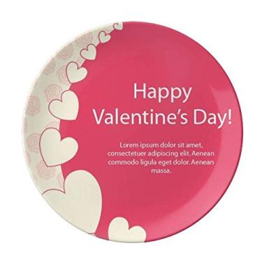 Imagem de Prato decorativo de porcelana Salver Salver para o Dia dos Namorados Rosa Branco