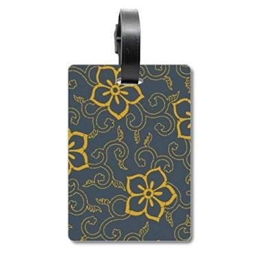 Imagem de Estilo chinês japonês, asiático, folhas, flores, mala, etiqueta, cartão de bagagem