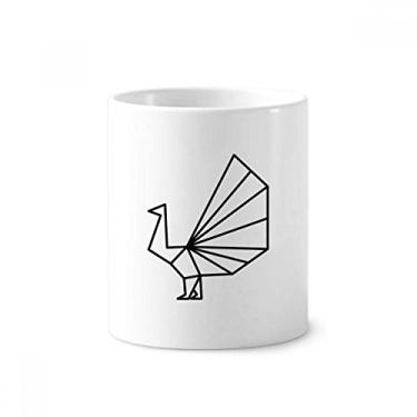 Imagem de Abstract origami pavão forma geométrica suporte para caneta escova de dentes caneca branca cerâmica 355 ml