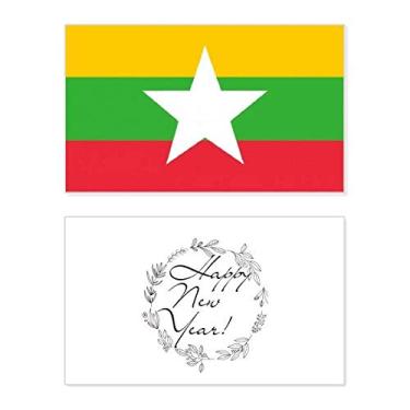 Imagem de Bandeira nacional de Myanmar do país da Ásia, ano novo, festival, cartão de felicitações, mensagem de abençoamento presente