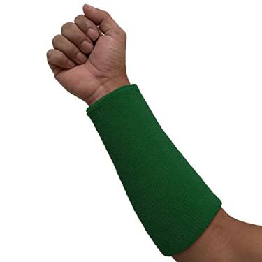 Imagem de COUVER Pulseiras esportivas absorventes de algodão grosso extralongas de 22 cm para basquete, corrida, tênis, academia, ciclismo e malhação/verde (1 peça)