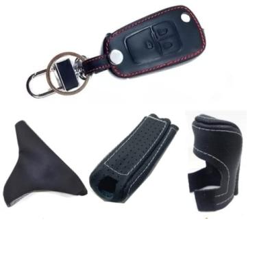Imagem de Kit Capas Manopla Câmbio Manual + Alavanca Freio De Mão + Chave Canivete 3 Botões + Coifa Vectra 2006 2007 2008 2009 2010 2011 2012
