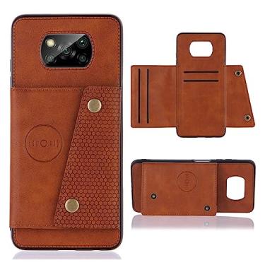 Imagem de Para Xiaomi Poco X3 Pro Case Couro Magnético Titular Carteira Cases Para Poko Poxo Pocco Little X 3 NFC X3Pro Slot para Cartão Capa Traseira, marrom, Para Poco X3