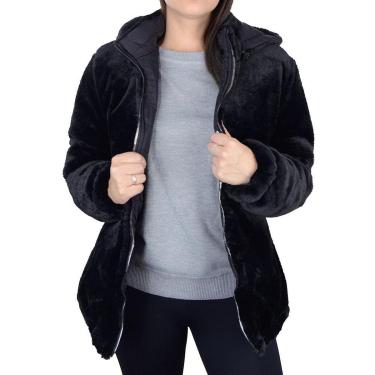 Imagem de Jaqueta Feminina Facinelli By Mooncity Parka Dupla Face Preta - 690099-Feminino