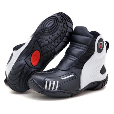 Imagem de Bota motociclista unissex emborrachada em couro legítimo semi-impermeável - Atron Shoes-Unissex