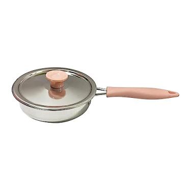 Imagem de Baoblaze Frigideira antiaderente wok panela de leite antiaderente de aço inoxidável panela wok para cozinha, frigideira rosa