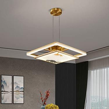Imagem de Grandes e modernos lustres de LED Chinoiserie H65, todos em cobre, pingente de luxo, luminárias de teto, luminária de teto ajustável, para sala de estar, sala de jantar, quarto Present
