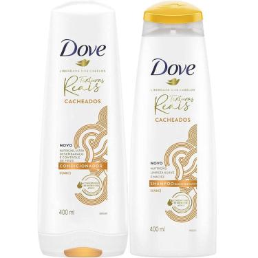 Imagem de Kit Shampoo e Condicionador Dove Texturas Reais Cacheados 400ml Cachos Definidos Nutridos Hidratados Controla Frizz