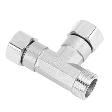 Imagem de Adaptador de junta de mangueira, encaixe de tubo de pressão de 5 kg, design de T de aço inoxidável 304, fácil instalação, G1/2 ampla aplicação rosca transparente para gás (2 juntas de rosca fêmea e 1 junta de rosca macho)