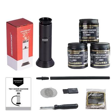 Imagem de Kit de infusor de fumador portátil elétrico quente frio para uso interno e externo – Coquetéis de queijo de carne fumada mais rápido do que uma caixa de defumador, cúpula grande com maior capacidade, presente para ele, pacote C