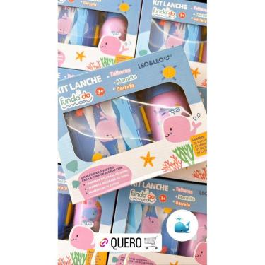 Imagem de Kit Lanche Fundo Do Mar Garrafa Plástica + Marmita Léo Arte