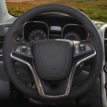 Imagem de LAVIYE Capa do volante do carro de couro artificial preto, para Chevrolet Malibu 2011-2018 Volt Camaro 2011-2015 Aveo 2016-2018