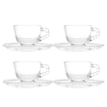 Imagem de Cj 4 Xícaras Café com Pires Cristal de Cinza Pearl 80ml - Wolff