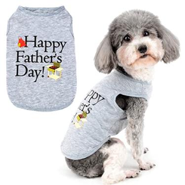 Imagem de Ranphy Camisas de cachorro roupas com feliz dia das mães feliz dia dos pais letras impressas para cachorro pequeno meninos meninas pet camisetas fofas filhote primavera verão roupas gatos vestuário,