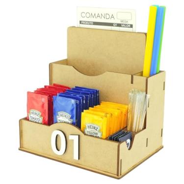 Imagem de Porta Comanda Sachê Guardanapo Temperos Sal Canudo Palito Mdf Crú (50)