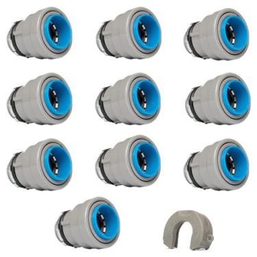 Imagem de Conector de caixa de junção QuickFitting de 1/5.1 cm | Encaixe de conduíte elétrico de PVC com instalação push | para conduíte de PVC rígido Sch 40 e Sch 80 | Pacote com 10 conectores de caixa de