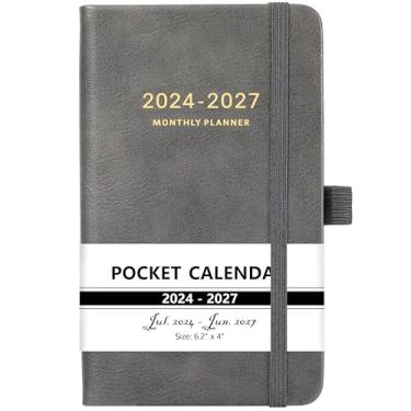 Imagem de Agenda de bolso 2023-2025 - Agenda mensal de bolso (36 meses) com 60 páginas de notas, janeiro de 2023 - dezembro de 2025, 15,7 x 10,1 cm, planejador mensal de 3 anos com contatos, feriados e suporte de caneta, bolso traseiro - cinza