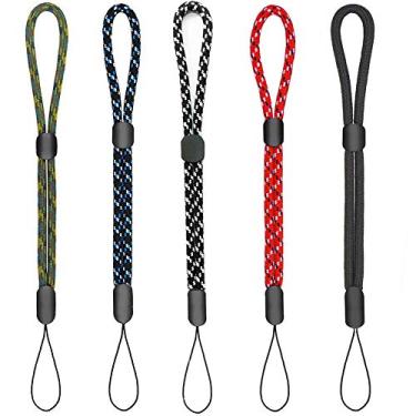 Imagem de YOUOWO Pacote com 5 cordões de pulso de comprimento ajustável, para chaves de carro, lanterna, celular, caneta, porta-chaves, preto, vermelho, azul, verde, branco e preto