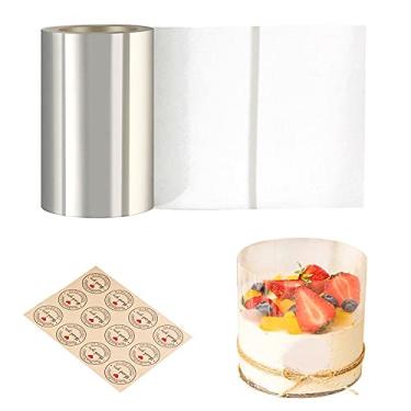 Imagem de Coleiras de bolo Cyimi 10 x 99 cm, rolos de acetato e tiras transparentes de bolo, rolos transparentes, folhas de acetato de bolo para decoração de bolos de chocolate