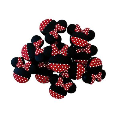 Imagem de Orelhas de rato contas focais de silicone vermelho e branco | Pacote com 12 por para Freshie String Hangers Beadable Pen Magic Badge Clip