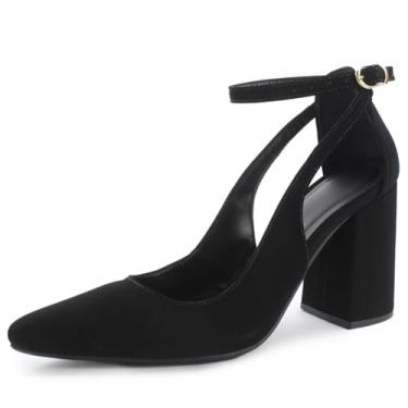 Imagem de Scarpin Re&Ton Salto Grosso Confortável Fivela Feminino SC9 (Preto, BR, Adulto, Numérico, 34)