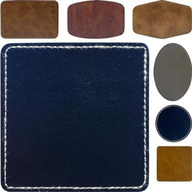 Imagem de Couro quadrado preto/remendos de couro/lençóis com adesivo com gravação a laser em branco a ferro/impressão UV/bonés de beisebol/bonés de caminhão/gorro/folhas de couro Fedora Heat Press (30 peças - 6