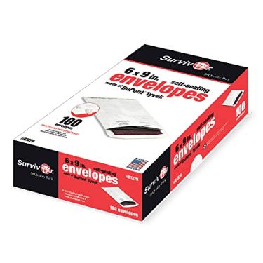 Imagem de Quality Park Envelopes de envio Survivor, 15,24 cm x 22,88 cm, feitos com material DuPont Tyvek forte e leve, fecho Flap-Stik, 100/caixa (QUAR1320), branco