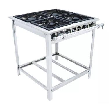 Imagem de Fogão Industrial Extra Inox a Gás Baixa Pressão 4 Bocas 2 Duplas 30x30 Espera Ei4d2e - Venâncio