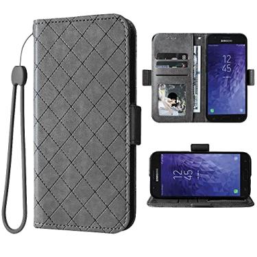 Imagem de Compatível com Samsung Galaxy J7 Prime 2017 J 7 Skypro Sky Pro J7V V S727VL Capa carteira com alça de pulso e suporte de cartão flip de couro com suporte para celular para Glaxay Halo 7J Perx J7prime