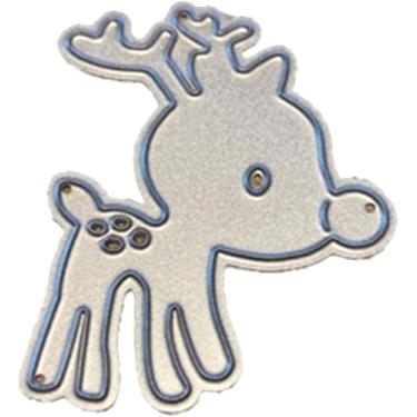 Imagem de Cortes fofos de veado para fazer cartões, moldes de corte de metal de Natal, parabéns, corte, aniversário, estampagem, estêncil, para decoração de scrap-booking, cartão de bênção de aniversário de