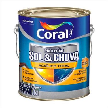 Imagem de Tinta Acrílica Proteção Sol E Chuva 3,6l Mais Cobertura - Coral