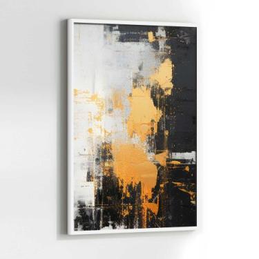 Imagem de Quadros Decorativos com com Moldura Abstrato Pintura Preto Branco Dour