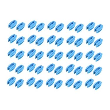 Imagem de Almencla 50Pcs Isolador de cerca elétrica Altas tensões Grade Tubo quadrado Isolador de poste em cercas de fazenda e jardim Post Ends Terminais de encaixe, Azul