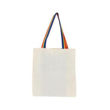 Imagem de Bolsa Feminina Ecobag 100% algodão CRUA (Alça colorida) - CARIOCA MAIS