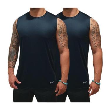 Imagem de Kit 2 Camisetas Regata Lisa  Masculina  Dry Fit  Esporte  Caimento per