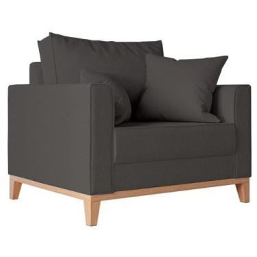 Imagem de Poltrona Decorativa Pes e Base em Madeira Beny Suede Preto - Kimi Desi