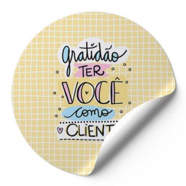 Imagem de 120 Etiquetas Adesivas Redondas Gratidão Ter Você Como Cliente Impress