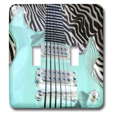 Imagem de 3dRose Lsp_35219_2 Interruptor de alternância de guitarra turquesa sobre fundo zebra, multicolorido